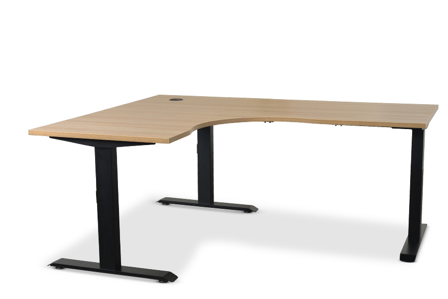    Black Vertilift 3-Leg Fixed-Height Frame With Oak Top 1800 x 1500 x 750